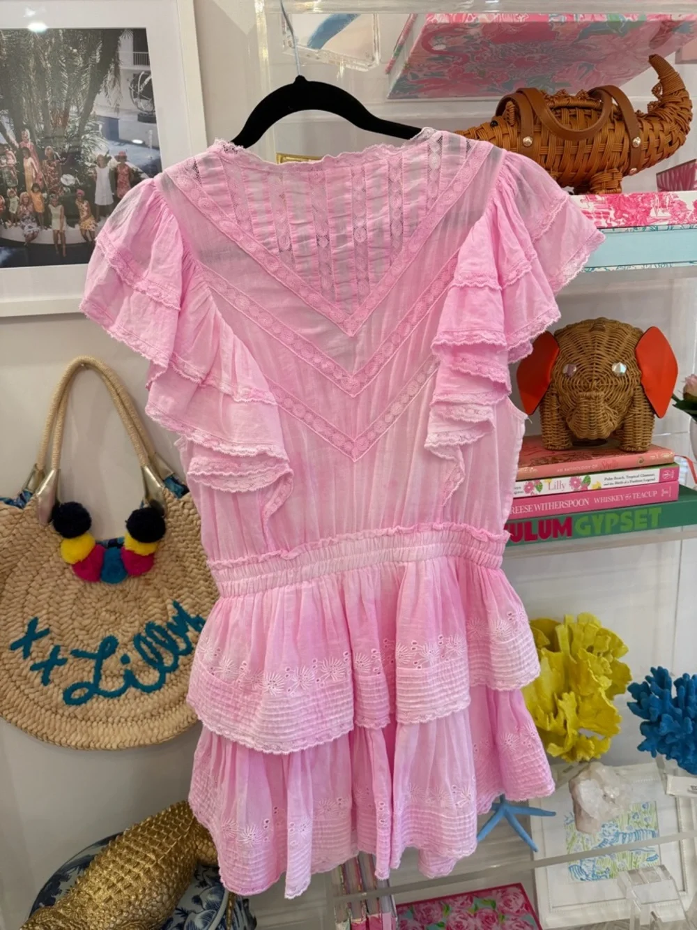 New Loveshackfancy Gwen Dress Peony Pink Size Medium - Picture 7 of 17